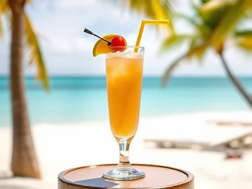 Bahama Mama cocktail outdoors