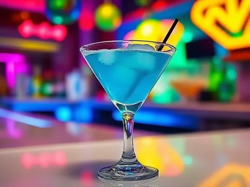 Blue Bruiser Cocktail - At a Bar