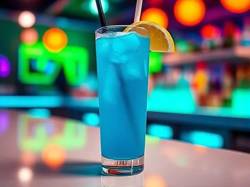 Blue Lagoon cocktail at a bar