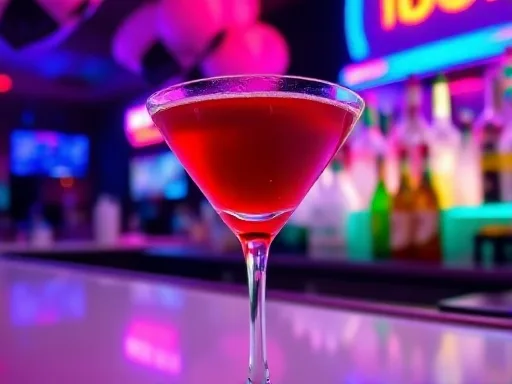 Cosmopolitan cocktail at a bar