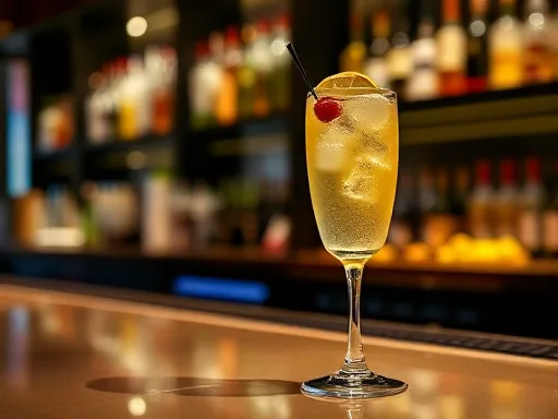 French 75 cocktail at a bar