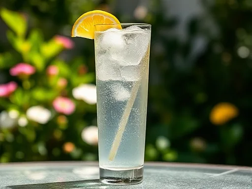 Gin Fizz cocktail outdoors
