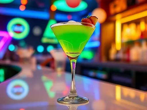 Kiwi-Berry Boat Drink - At a Bar