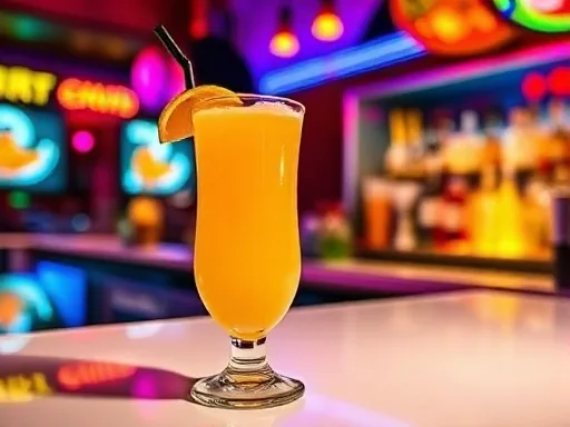 Peach May Cocktail - At a Bar