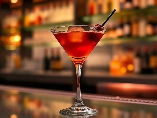 Manhattan cocktail at a bar