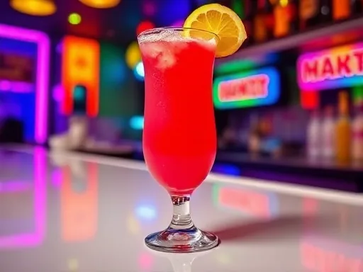 Raspberry Tiki Twist Punch - At a Bar