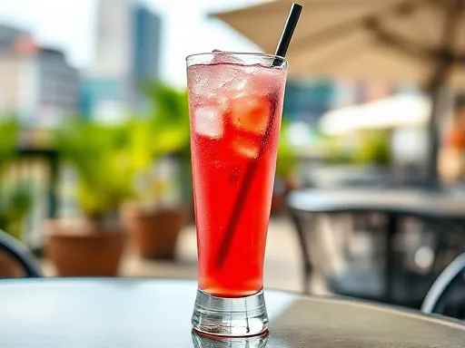 Shirley Temple mocktail outdoors