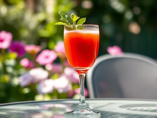 Virgin Mary mocktail outdoors