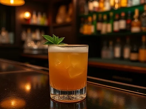 Whiskey Peach Smash - At a Bar