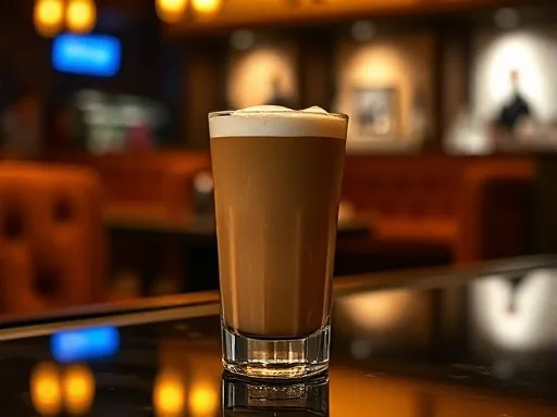 White Russian cocktail at a bar